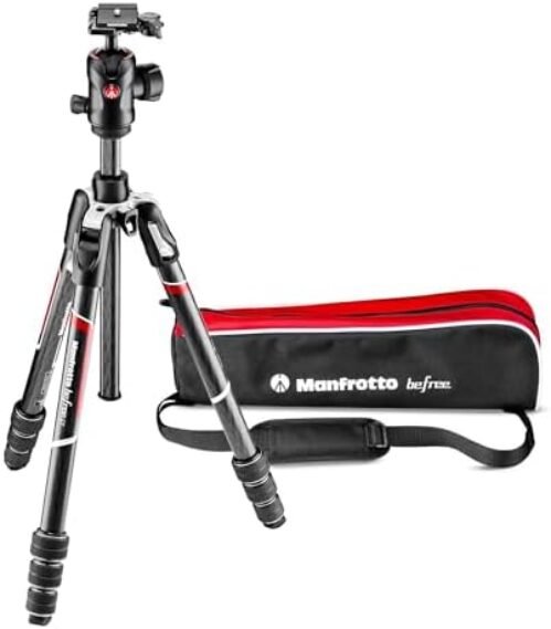 Manfrotto Befree GT 4-Section Carbon Fiber Travel Tripod with 496 Center Ball Head, Twist Lock, Black