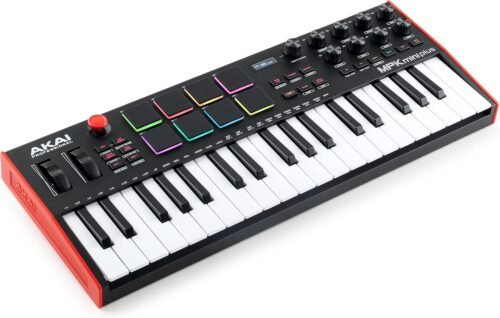 Akai Professional MPK Mini Plus – USB MIDI Keyboard Controller with 37 Mini Keys, 8 MPC Pads, Sequencer, MIDI/CV/Gate I/O, Music Production Software