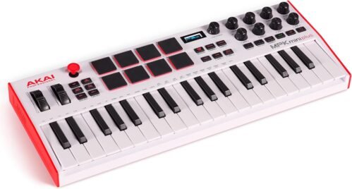Akai Professional MPK Mini Plus – USB MIDI Keyboard Controller with 37 Mini Keys, 8 MPC Pads, Sequencer, MIDI/CV/Gate I/O and Native Instruments Sound Package, White Limited Edition