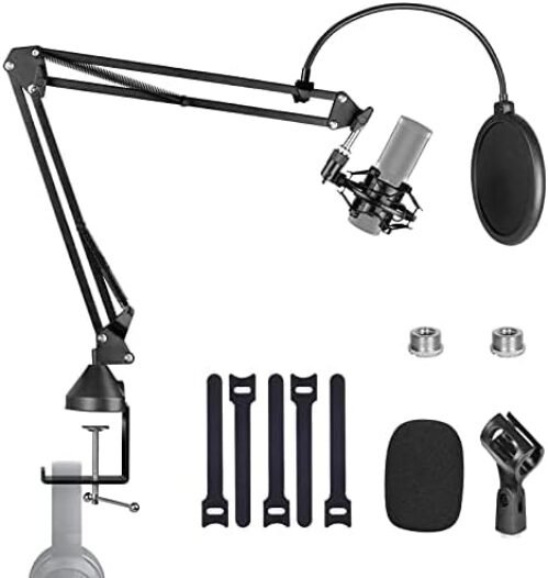 Mic Boom Arm Stand for Microphone Desk Stand, Adjustable Scissor Suspension Boomarm for Blue Yeti Snowball Nano Ice, Fifine, HyperX Quadcast, Shure sm7b, Samson, Rode, Razer Seiren X