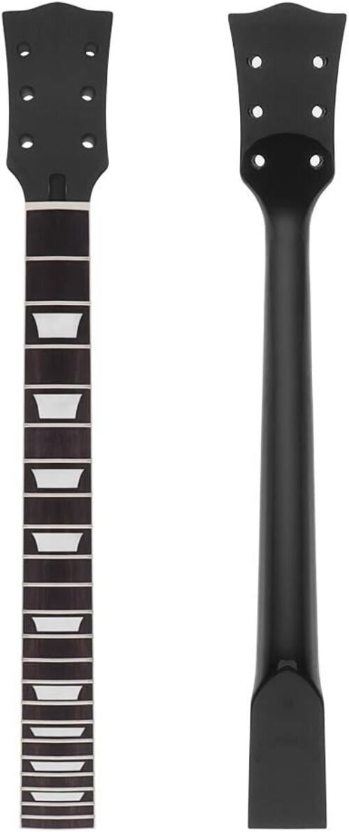 Alnicov Electric Guitar Neck DIY For Gibson LP Guitars Parts Replacement 22 Fret Maple Neck Rosewood Fretboard with White Trapezoid Dots Inlay Black Gloss 1