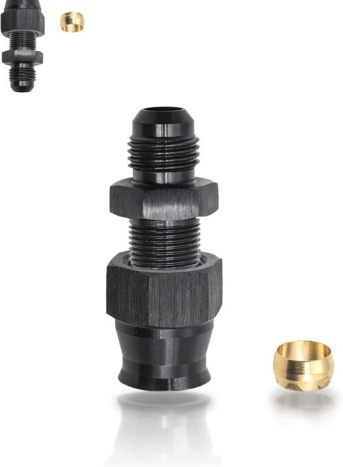 1 Piece 6 AN Male Flare Aluminum Pipe Fitting, 3/8In Aluminum Alloy Fuel-swivel Fitting Adapter, 6 AN Fitting Fuel Line Fittings with Brass Insert Universal for Oiling System (Black)