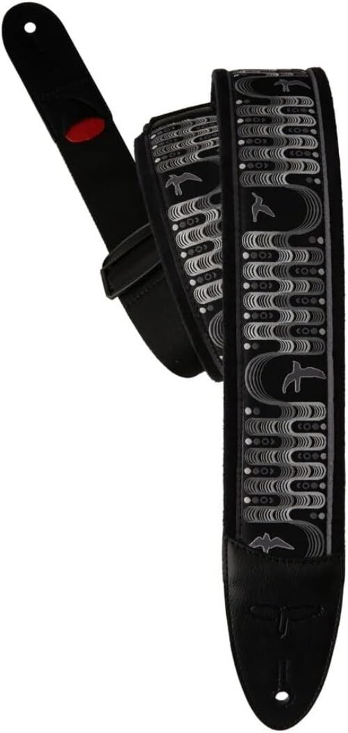 PRS Padded Guitar Strap with FLASH Custom Jacquard Birds Wavelength – Charcoal