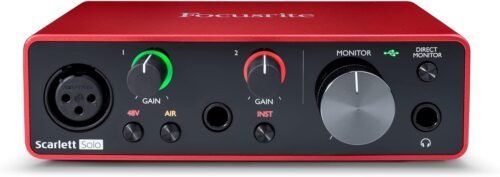 Focusrite Scarlett Solo 3rd Gen USB Audio Interface for Guitarists, Vocalists, Podcasters or Producers to record and playback studio quality sound