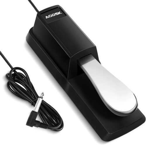 AODSK Sustain Pedal, Universal Piano Pedal for Digital Piano/Electronic Keyboard/MIDI Keyboard Synthesizer, with Polarity Switch, 1/4” (6.35mm) Input Plug