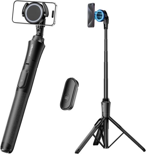 UBeesize 68” Magnetic Selfie Stick Phone Tripod with Wireless Remote, Extendable Cell Phone Tripod Stand, Compatible with MagSafe, Cellphone Tripod for iPhone 15 14 13 12 Series and Android Phones