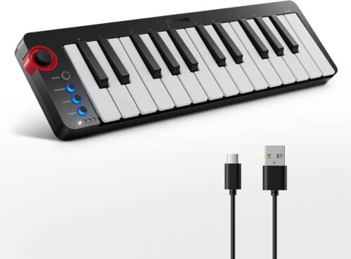 Donner Mini MIDI Keyboard, N-25 25 Key MIDI Controller with Velocity-Sensitive Mini Keys&Light-up Rocker and Music Production Software Included, Small MIDI Keyboard with 40 Teaching Courses