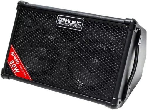 Coolmusic BP40D Powered Acoustic Guitar Amplifier- Portable Bluetooth Speaker 80W W/Battery with Reverb Chorus Delay Effect, 6 Inputs,3 Band EQ, Black