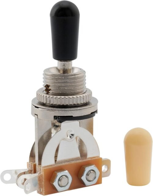 Musiclily Metric 3 Way Short Straight Guitar Toggle Switch Pickup Selector for Epiphone Les Paul LP Electric Guitar Replacement, Black Knob