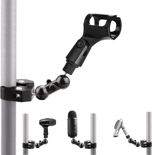 Microphone Clip, Mic Clamp Mount Holder compatible with Shure sm58 sm48 sm81 sm57 Mic, MV5,MV51,PGA52,Sennheiser E835,E945 E935,Nady DM-80 DM-70 Drum,Blue Yeti USB S X Nano microphones