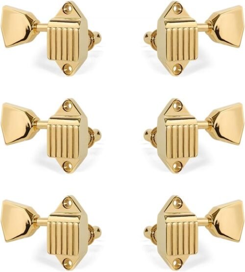 Kluson WaffleBack 3+3 Metal Keystone Button Gold