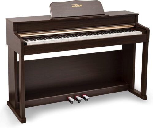 ZHRUNS Digital Piano, 88 Key Full Weighted Keyboard Piano, Professional Acoustic Heavy Hammer Piano Keyboard, with Sheet Music Stand, Triple Pedal, Power Adapter, Supports USB-MIDI Connecting, Brown
