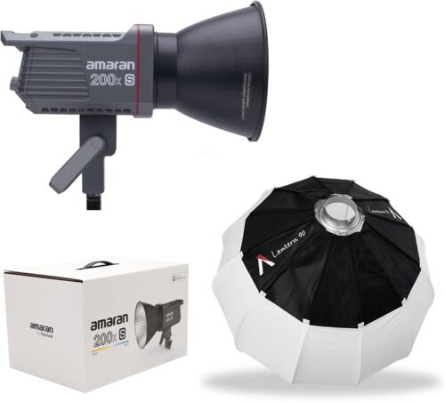 Aputure Amaran 200X S with 90cm Lantern Softbox Kit, 200W Bi-Color 2700K to 6500K Bowens Mount LED Video Light for Photography