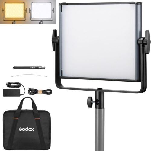 Godox LDX50Bi 14” Bicolor LED Video Light, 65W 2800K-6500K LED Panel Light with 600 LED Beads 11 FX Effects CRI/TLCI 96+ 9200Lux Dimmable 0-100% Studio Soft Lights for Photography