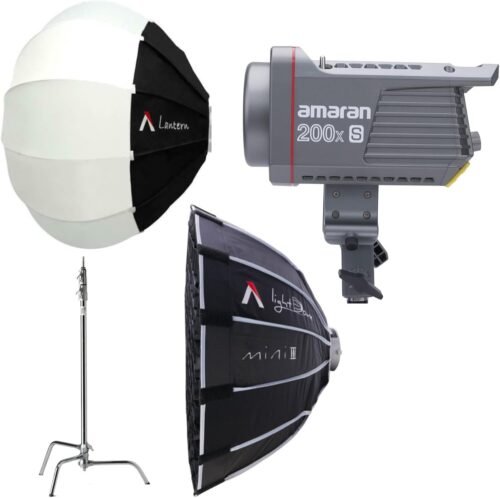 amaran COB 200x S Bi-Color LED Monolight Full Studio Bundle with C-Stand, Lantern Softbox and Light Dome Mini III (4 Items)