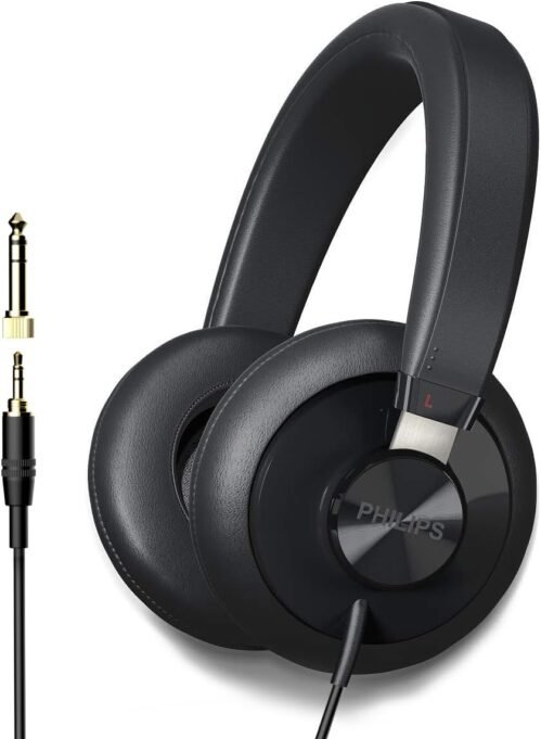 Philips SHP6000/10 Hi-Fi Stereo Over Ear Headphones Black, Semi-Open Acoustics, 40mm Drivers, Sound Isolation, Full Cushioned Headband
