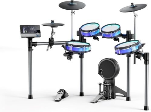 Donner BackBeat Electric Drum Set with High-Tech 7-inch Touchscreen, 1126 Sounds, Customize Drum Pad Colors, Internal Rack Wiring, and Gaming APP for Ultimate Fun