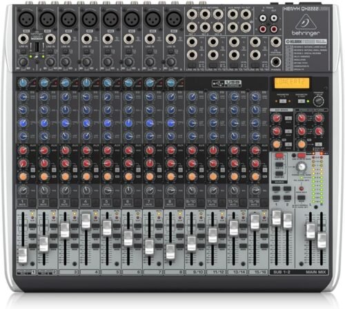 Behringer Xenyx QX2222USB Premium 22-Input 2/2-Bus Mixer with Xenyx Mic Preamps and Compressors, KLARK TEKNIK Multi-FX Processor, Wireless Option