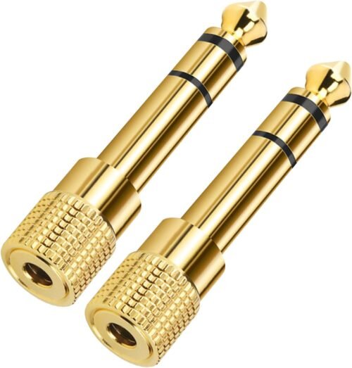 Headphones Adapter for Piano Keyboard, 2 Pack 3.5mm 1/8” Female to 6.35mm 1/4” Male Jack Plug Stereo Adapter Gold Plated for Electronic Piano, Guitar, Drum