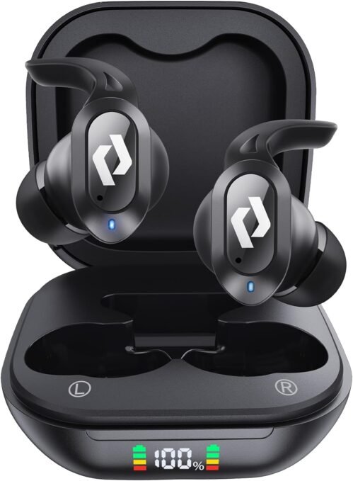 Bluetooth Earbuds Wireless Ear buds Wireless Charging Case Waterproof Headphones Built in Microphone Stereo Bass 64H Playback LED Power Display for iPhone Android Phones Computer Sports Gaming Workout