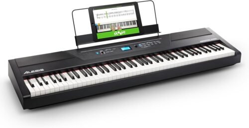 Alesis Recital Pro – 88 Key Digital Piano Keyboard with Hammer Action Weighted Keys, 2x20W Speakers, 12 Voices, Record and Lesson Mode, FX and Display