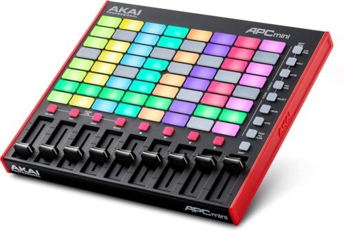 AKAI Professional APC Mini MK2 – USB MIDI Pad Controller for Clip Launching with Ableton Live Lite, 64 RGB Pads, Drum and Note Mode and MIDI Mixer
