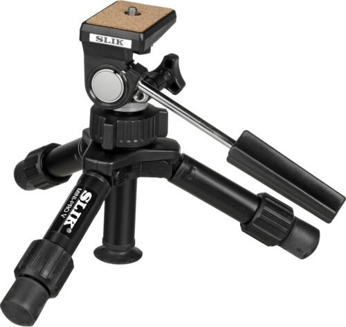 SLIK Mini-Pro V Tripod with 2-Way Pan/Tilt Head – Black