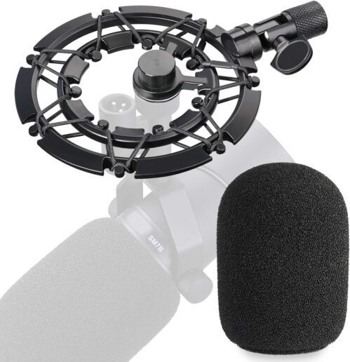YOUSHARES SM7B Shock Mount with Pop Filter Matching Mic Boom Arm Stand, Compatible with Shure SM7B Microphone