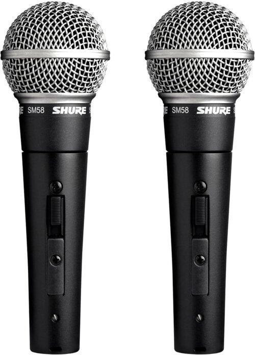 Shure SM58S Professional Vocal Microphone w/On/Off Switch (2 Pack), XLR